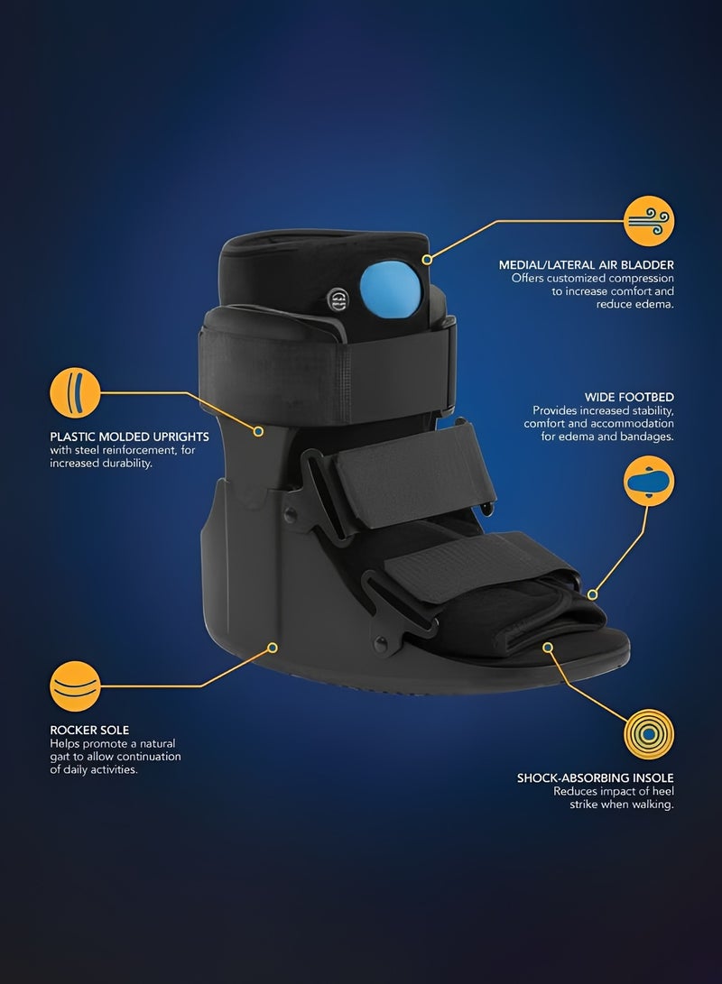 حذاء كسور قصير بمشاية هوائية – وسادة هوائية قابلة للتعديل لدعم الكاحل، حذاء طبي خفيف الوزن للقدم المكسورة أو التواء، تصميم عالمي (مناسب للقدمين)، مساعد المشي القابل للتهوية خلال التعافي - Image 2